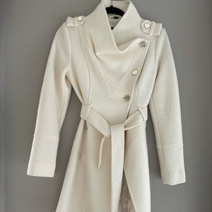 GUESS Asymmetrical Wool Belt-Wrap Coat